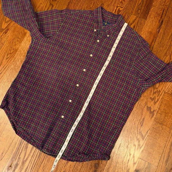 Polo Ralph Lauren Long Sleeve Button Down Oxford Men's XL Red Blue Green Plaid - Picture 5 of 5